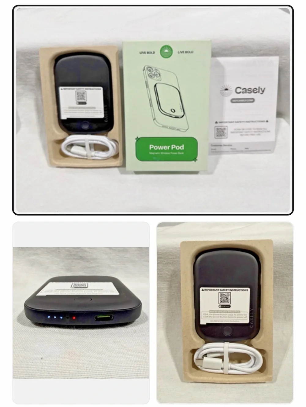 New  Casely MagSafe Battery Pack Charger Black 5000mAh, Power Pod For iPhone